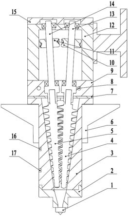 一种同向旋转锥形双螺杆熔融沉积成型挤出式3D打印喷头