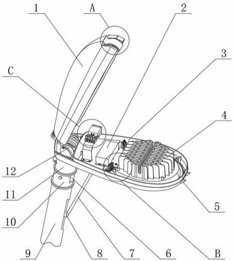 一种免工具开启及免工具更换光源电器的路灯的制作方法