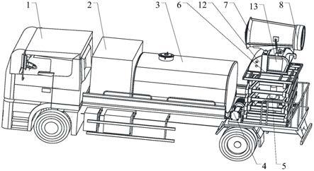 一种带升降功能的喷雾抑尘造雪车的制作方法