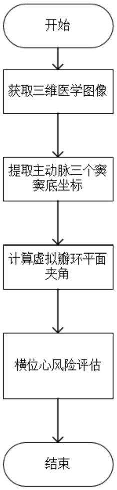 一种基于主动脉瓣根部的虚拟瓣环平面夹角的横位心风险评估方法与流程