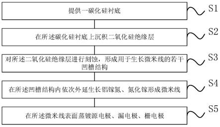 碳化硅基铝镓氮/氮化镓微米线HEMT功率器件及制备方法与流程