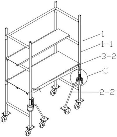 一种带有可调节辅助支撑腿的脚手架