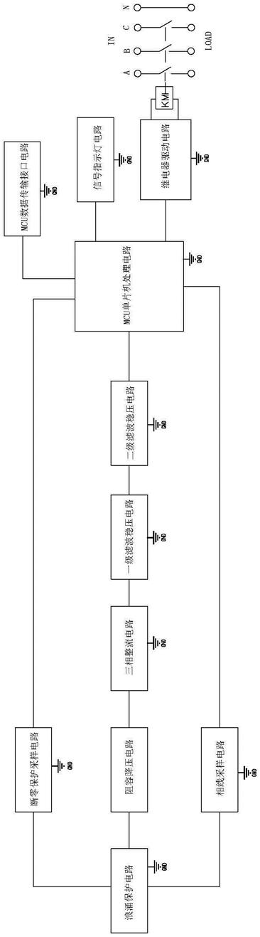 一种三相四线自恢复式过欠压保护器电路的制作方法