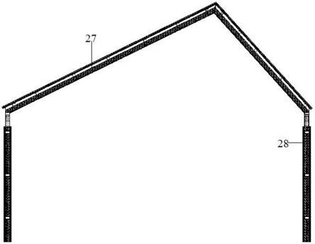 屋顶结构、屋顶和墙立柱连接结构、房屋骨架及房屋的制作方法