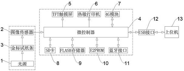 一种可快速测定金标试纸条图像的检测系统