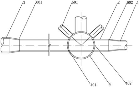一种变管径的钢管贯穿转换空心球节点的制作方法
