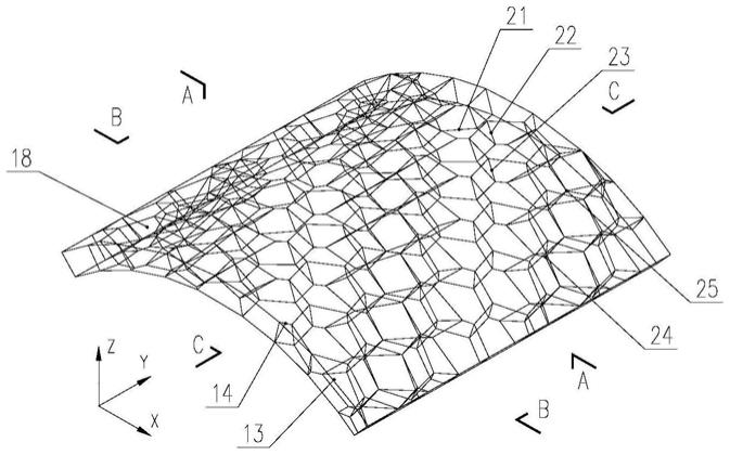 菱形十二面体堆积组合的空间曲面网壳结构及构成方法
