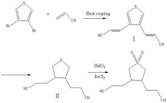 一种3,4-二丙腈-1,1-二氧四氢噻吩的合成方法与流程