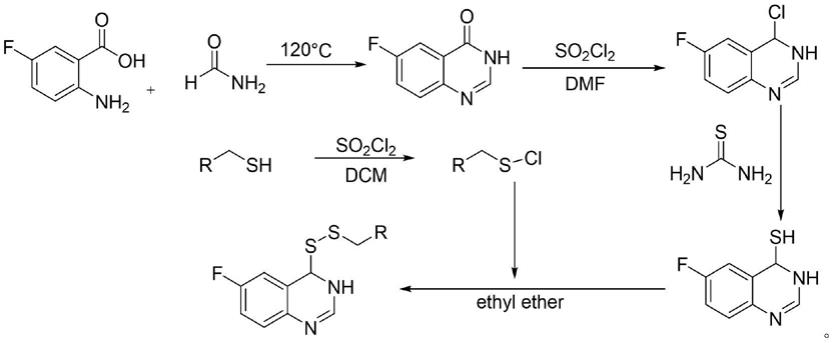 一类含二硫醚结构的6-氟喹唑啉类衍生物的制备方法及其应用与流程