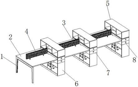 一种带有高副柜的对坐六人位职员桌的制作方法