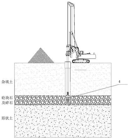 涉及深层混凝土块、碎石层的旋挖钻孔施工方法及专用旋挖钻孔设备与流程