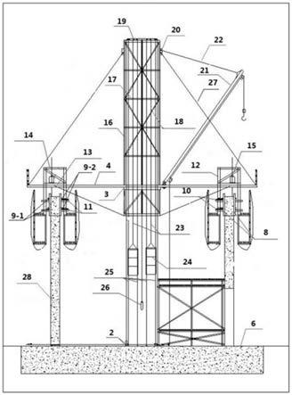 一种下悬式无井架变截面矩形烟囱支撑体系施工方法与流程