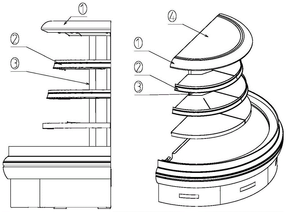 一种圆弧半高陈列柜及其生产设备的制作方法