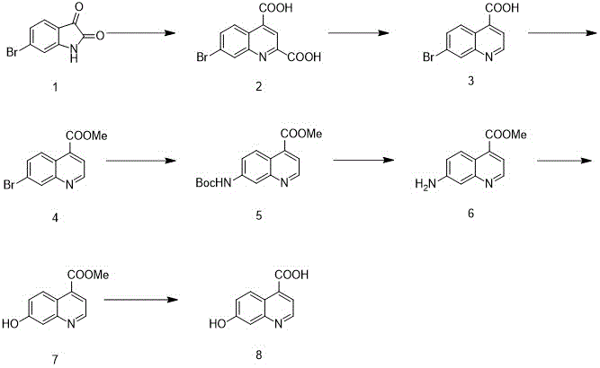 7-羟基喹啉-4-羧酸的合成方法与流程