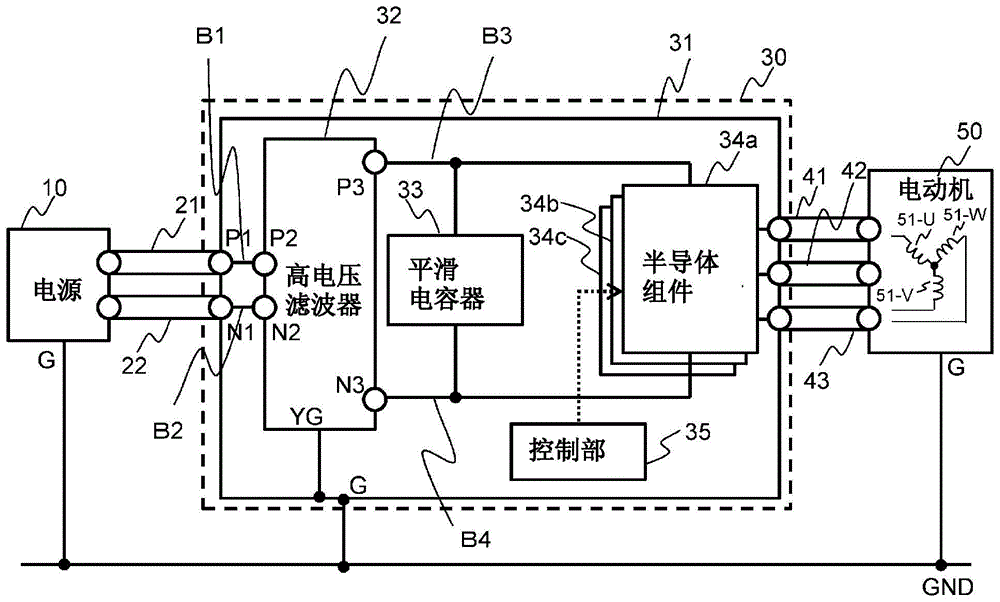 高电压滤波器和电力转换装置的制作方法