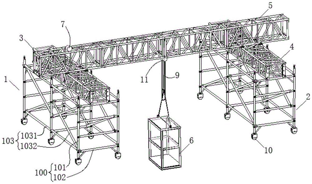 铝合金移动跨桥式吊篮架系统的制作方法