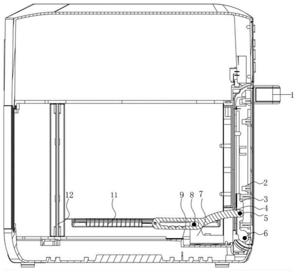 一种空气烤箱门的缓冲连接装置和空气烤箱门结构的制作方法