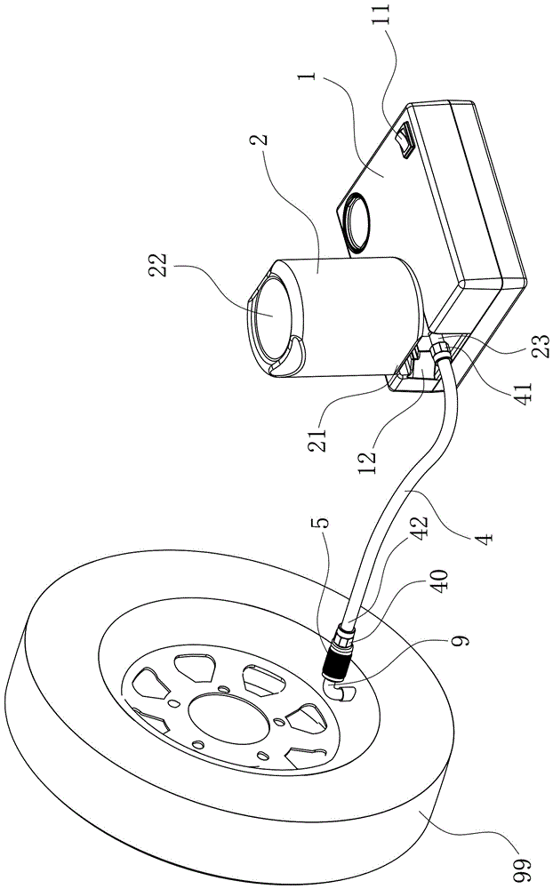 轮胎气嘴与空气压缩机软管相连接的防喷出接头构造的制作方法