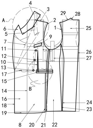 双排六粒扣礼服及裁剪方法与流程