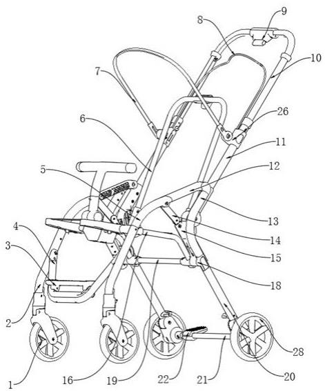 一种新型折叠式婴儿推车车架的制作方法