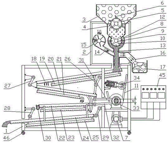 一种集成打碎与风选功能的花椒筛选机
