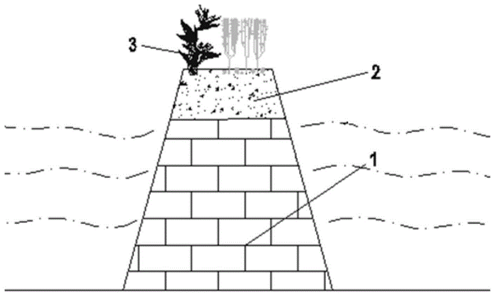 一种利用建筑垃圾和淤泥构筑的生态堆岛