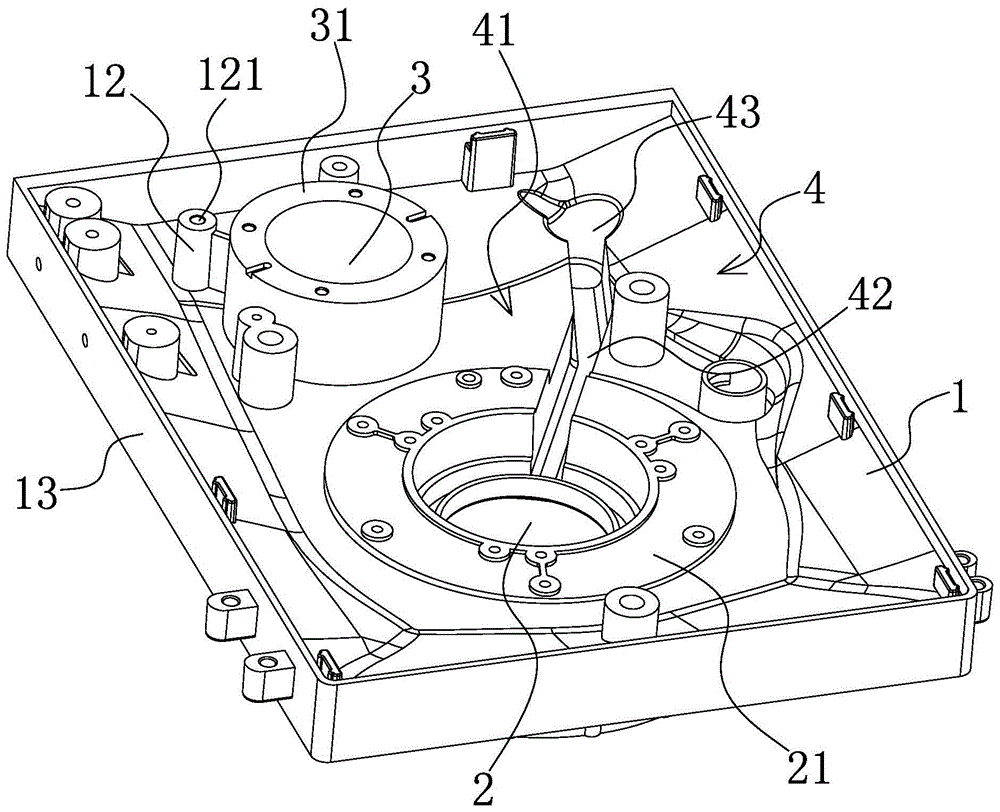 沉降式袜机机头底板的升降偏移结构的制作方法
