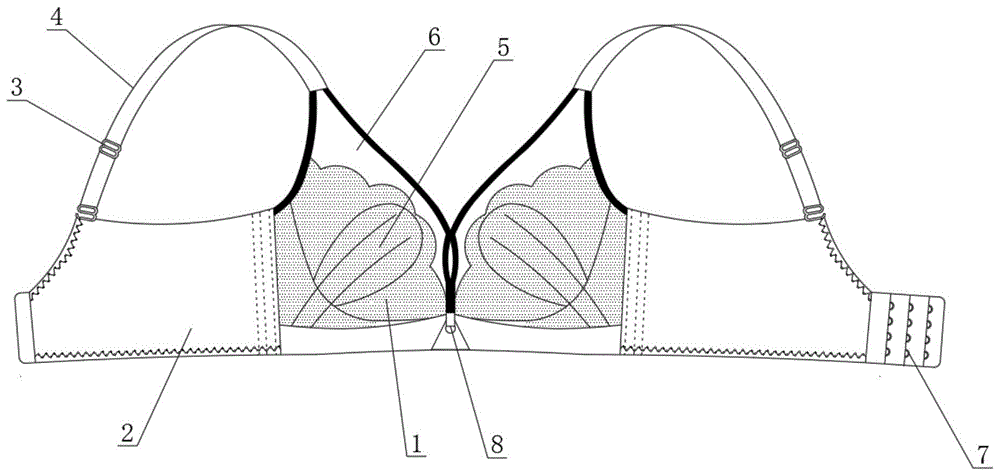 一种网纱深V镂空防凸点水晶罩杯文胸的制作方法