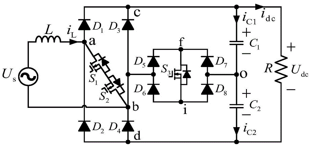 一种带Z型桥结构的单相三电平功率因数校正电路
