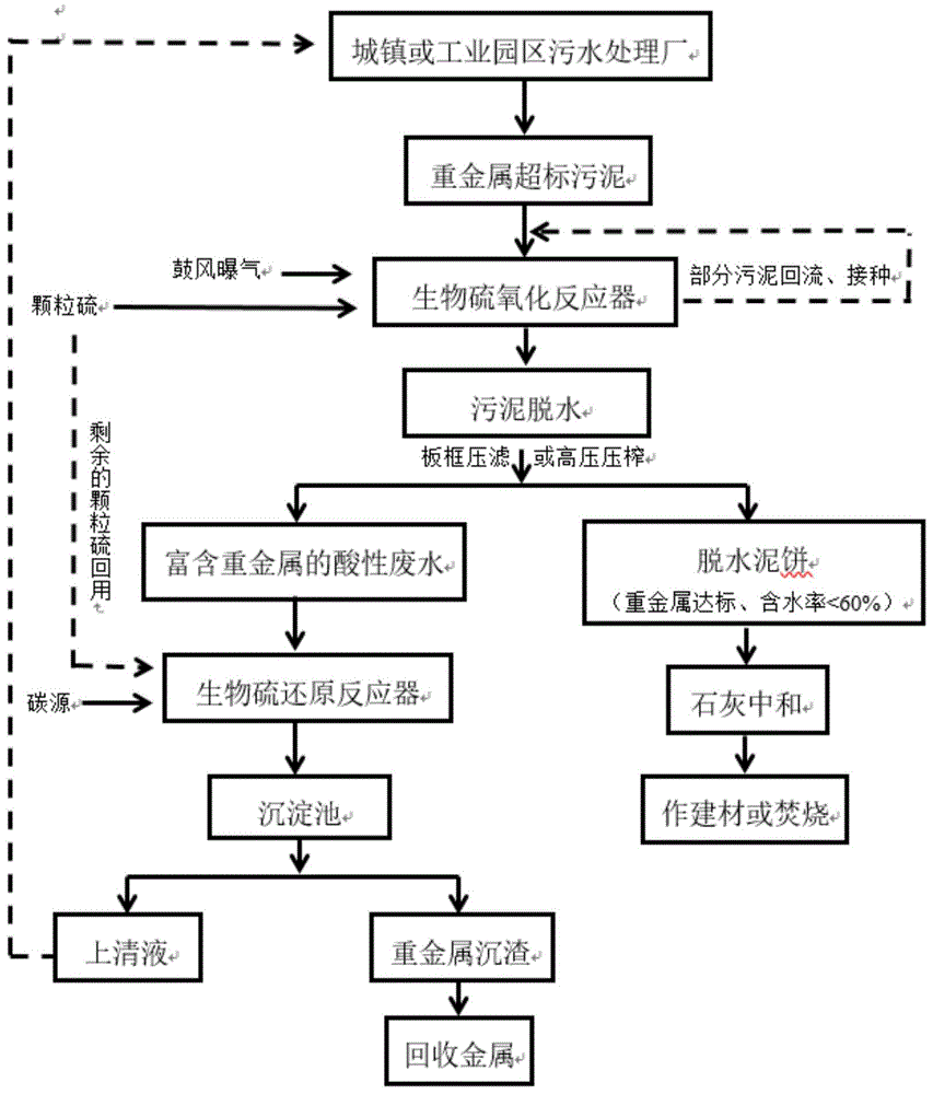 一种基于生物硫循环实现废水污泥中重金属去除与回收的处理方法