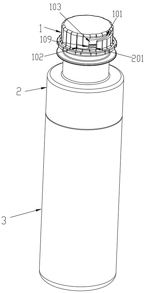 带防盗结构的旋压式饮料瓶储料组件的制作方法