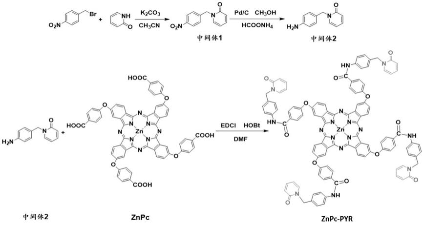 一种吡啶酮修饰锌酞菁及其制备方法和应用