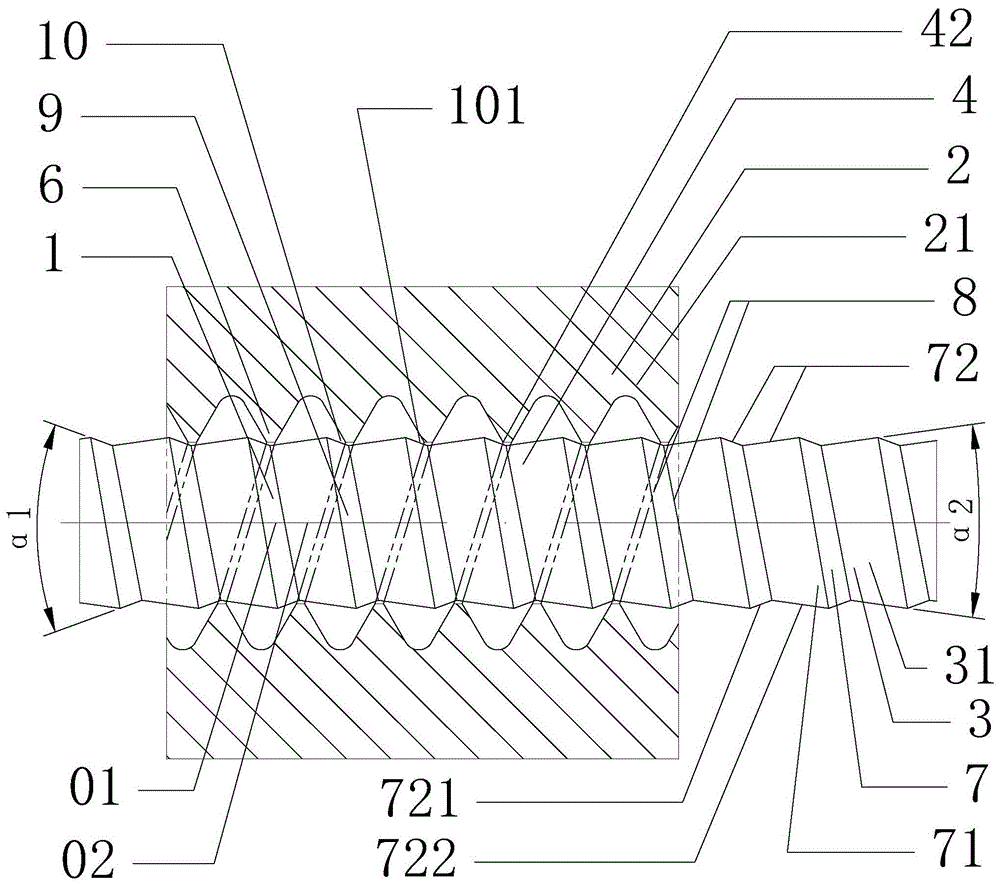 哑铃状锥度左大右小双向锥形外螺纹与传统螺纹连接结构的制作方法