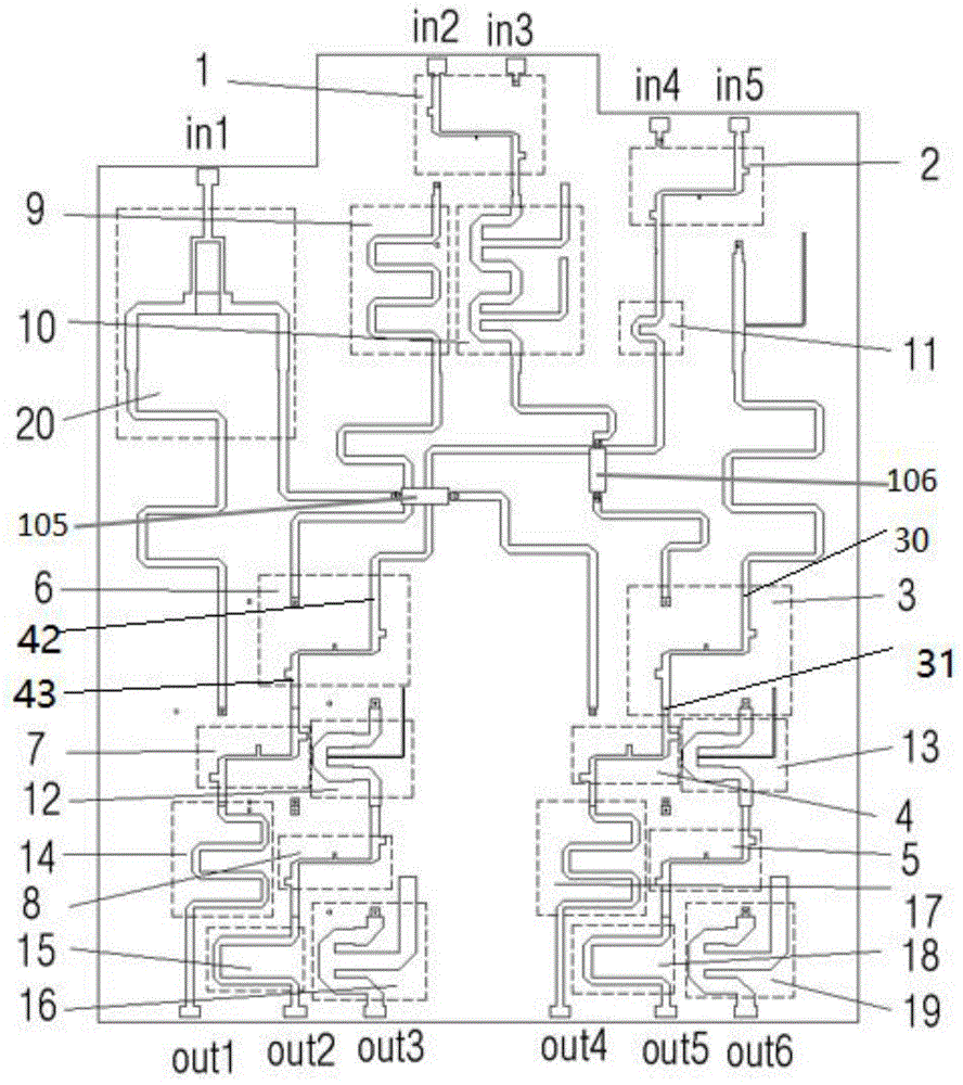 基于5×6巴特勒矩阵的宽频带多波束形成网络及天线的制作方法
