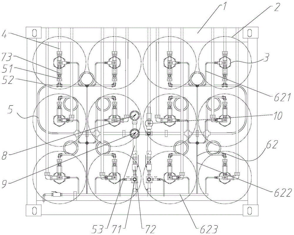 一种12容器管束式集装箱的操作管路系统的制作方法