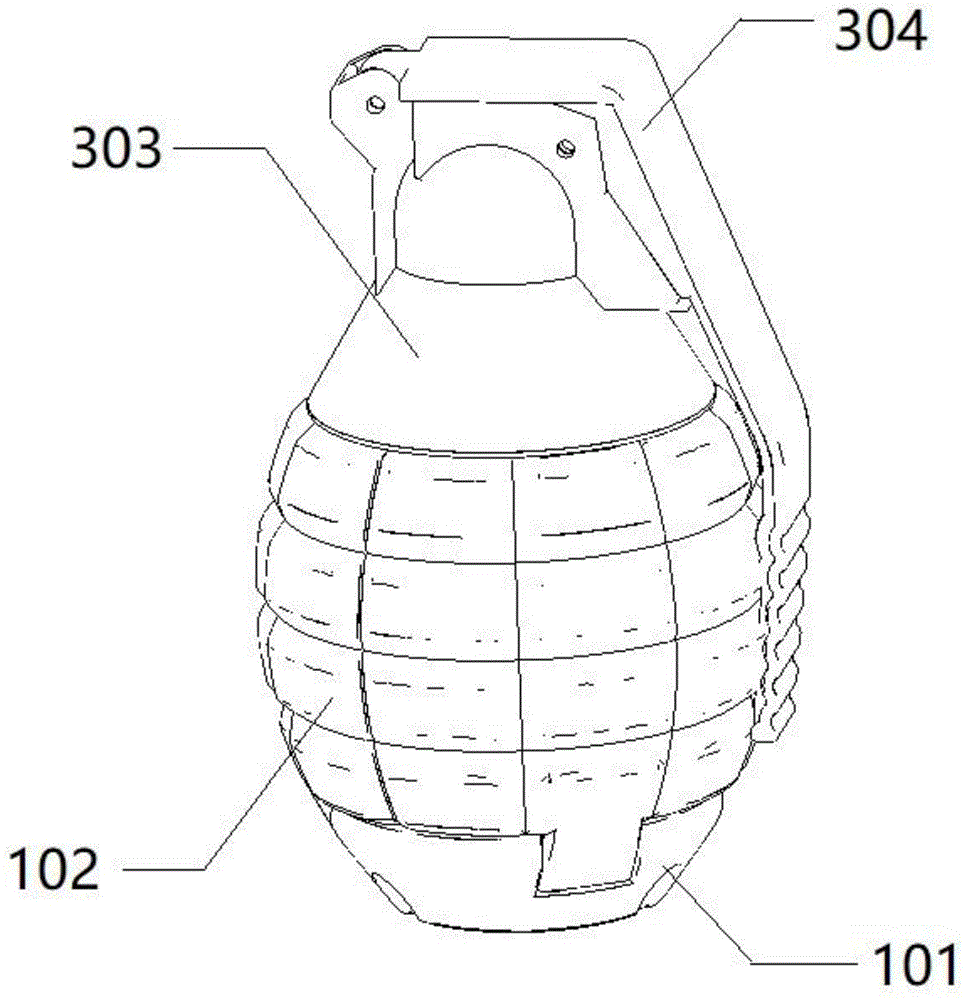 玩具手榴弹主要为静态模型玩具,静态模型手榴弹没有触发功能,结构简单