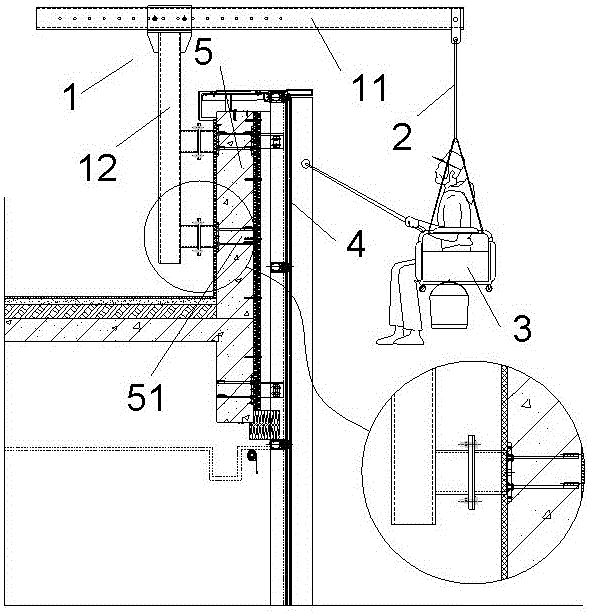 用于建筑外墙插杆式清洗支座的连接结构的制作方法