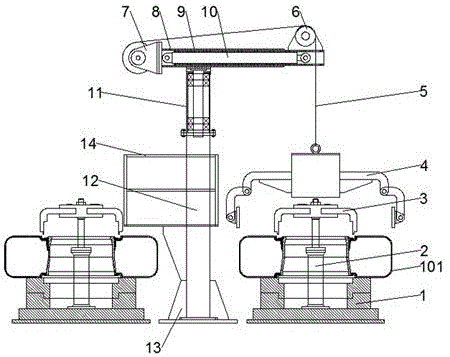 双工位大型轮胎轮毂吊装拆破机的制作方法
