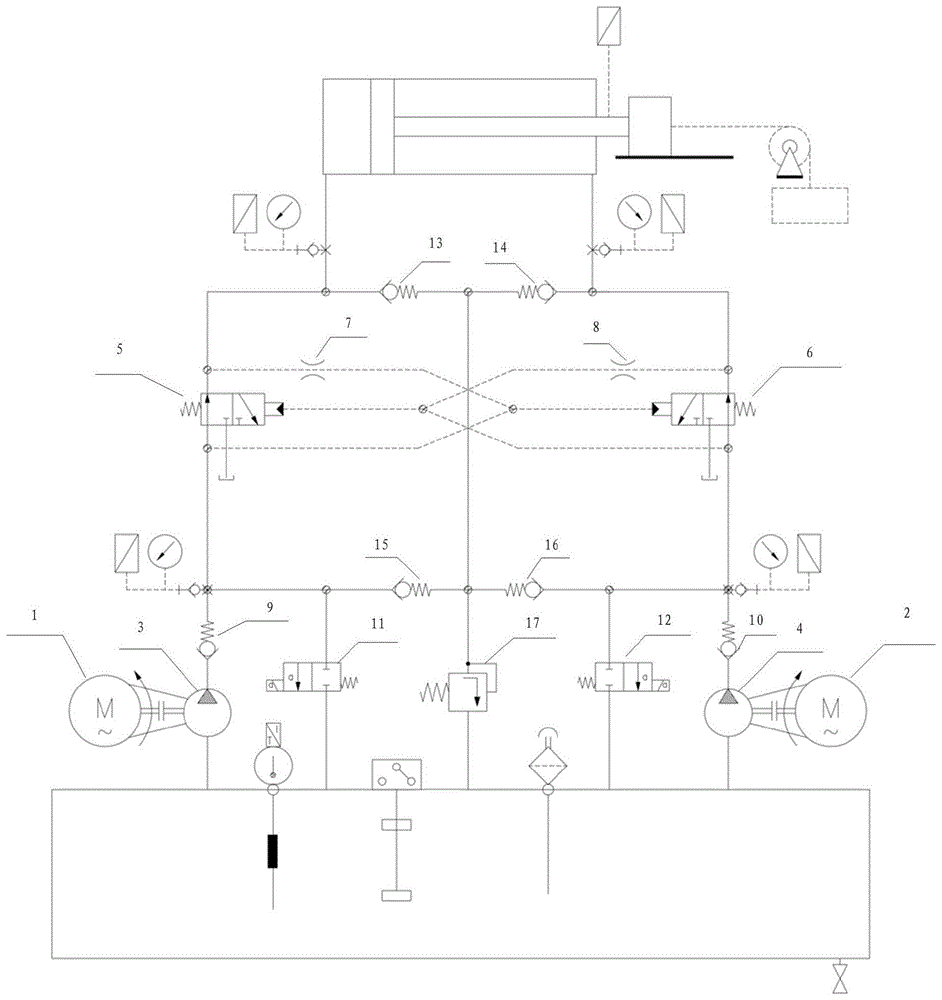 一种双伺服电机泵独立驱动非对称液压缸控制系统