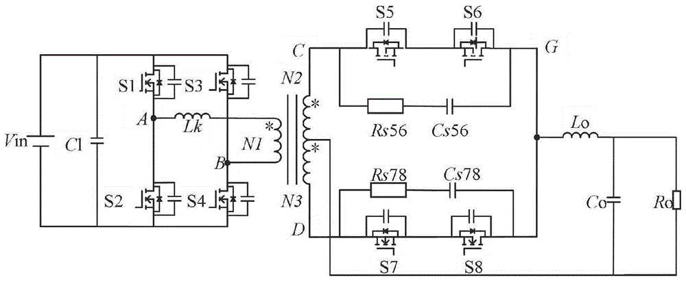 一种带有缓冲支路的高频链DC/AC变换器的电路模型
