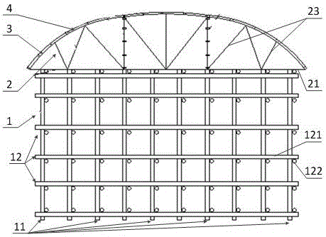 一种用于支撑浅埋暗挖拱形板模板的模板支架的制作方法