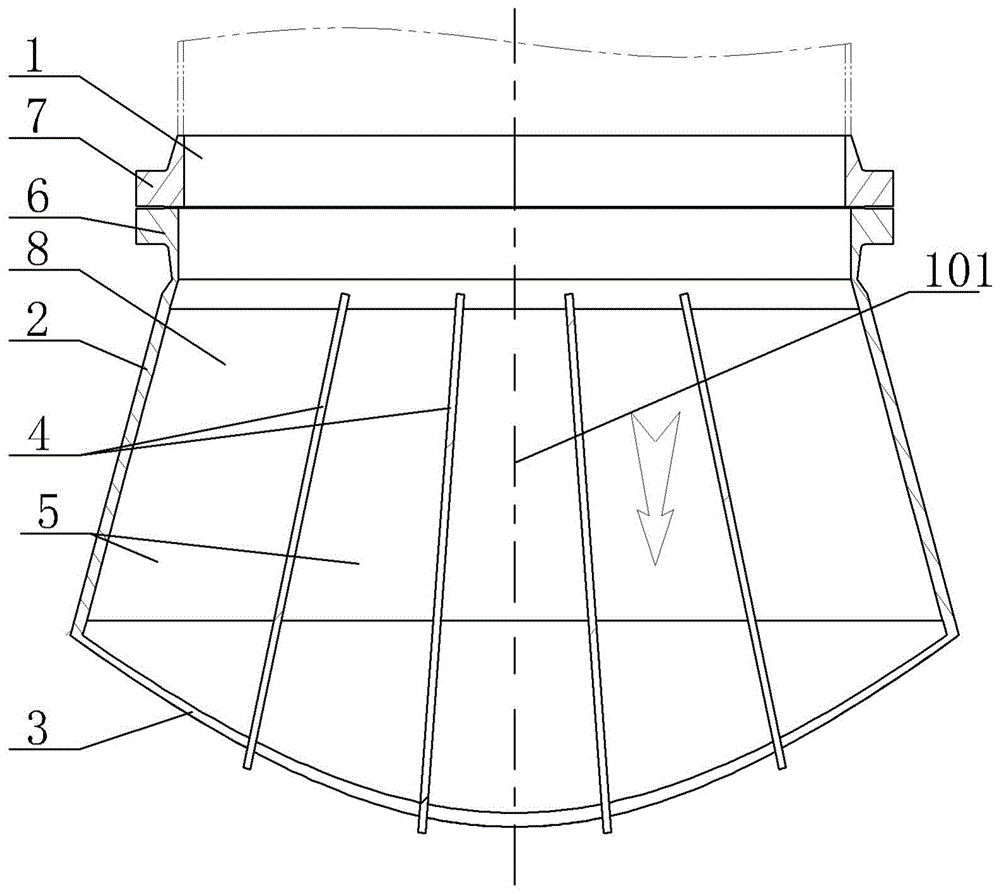 预提浓塔的大流量壳程入口结构的制作方法