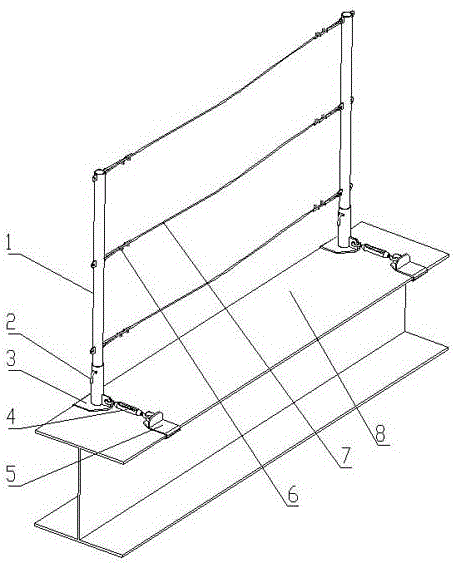 用于H型钢上的安全绳立柱及使用方法与流程