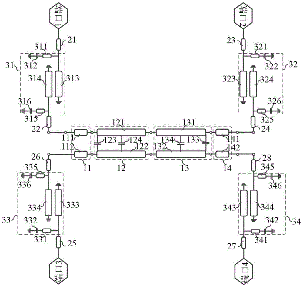 一种具有宽通带、宽阻带响应的小型化滤波横跨定向耦合器