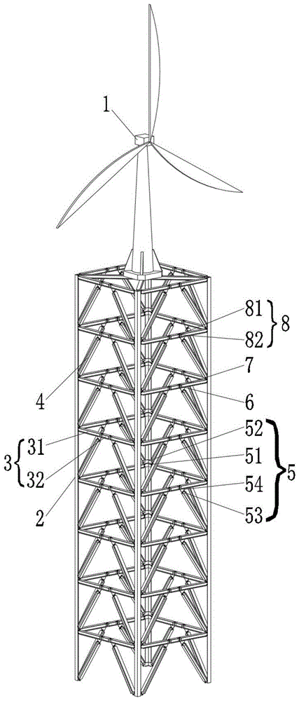 一种可恢复耗能能力增强的风电机组格构式塔架