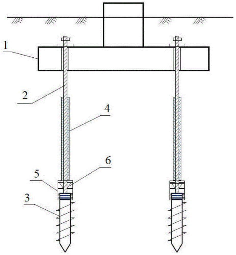 一种输电线塔锚索螺旋桩-承台基础结构
