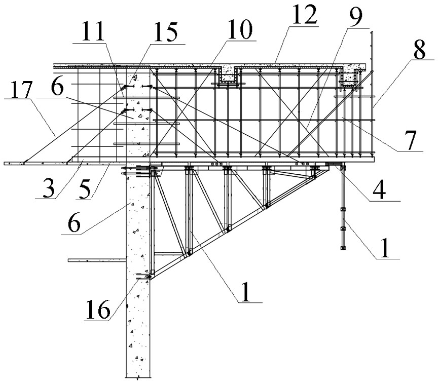一种超高层高空大跨度悬挑混凝土结构模板支撑体系的制作方法
