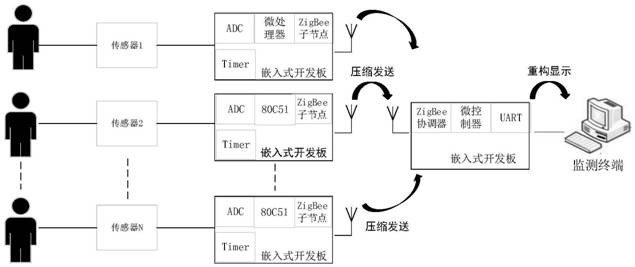 基于压缩感知和组网传输的生物电信号监测系统及方法