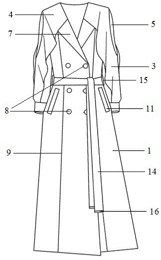 一种露肩荷叶袖风衣式连衣裙的制作方法