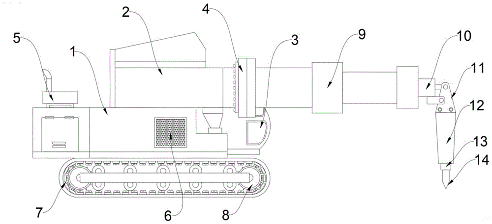 履带式全液压拆炉机液压锤的制作方法